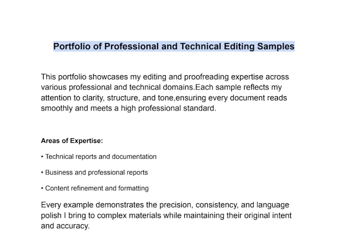 edit and proofread technical reports, and professional documents